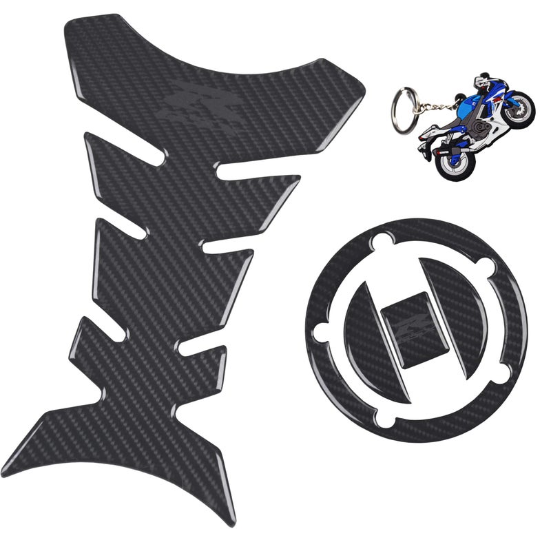 غطاء غاز REVSOSTAR بتصميم الكربون الحقيقي ملصق خزان الوقود ملصقات واقي خزان رمادي لشعار GSXR 600 GSXR 750 GSXR 1000 K6 K7 K8 K9 L1 20062017 3 قطع لكل مجموعة